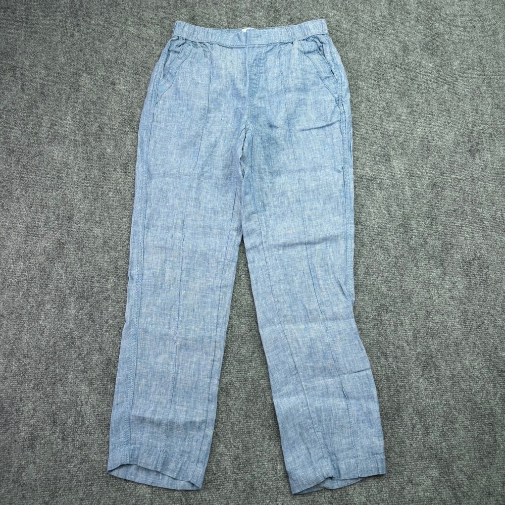 Nicole Miller New York Pants Women Medium (27x26) Light Blue‎ 100% Linen Pull On